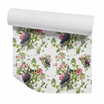 Tapeta na stenu Dekoratívne vtáky a kvety