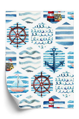 Tapeta na stenu Akvarelový dobrodružný vzor v námornom štýle