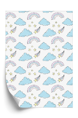 Tapeta na stenu Ručne kreslené mraky a dúha