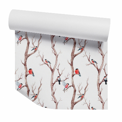 Tapeta Dekoratívne červené vtáky na konároch stromov