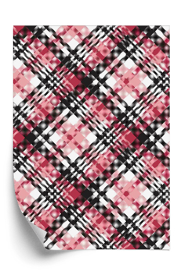 Tapeta Biely a ružový károvaný vzor
