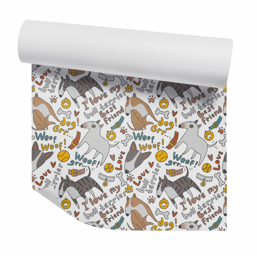 Tapeta Dekoratívne kreslené psy bullteriér