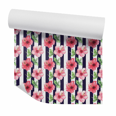 Tapeta Ružové kvety na zvislých pruhoch