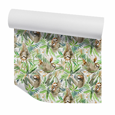 Tapeta Leňochod medzi listami akvarel