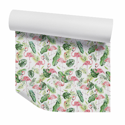 Tapeta Plameniaky a listy papradia monstery