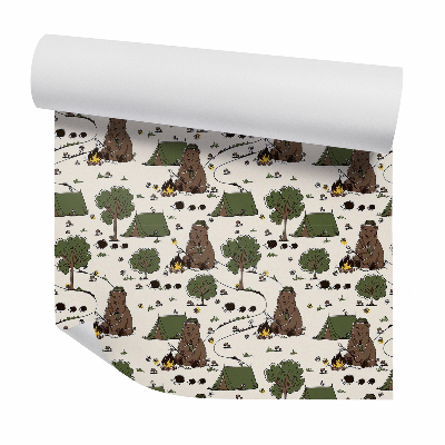 Tapeta na stenu Lesné táborenie šťastný medveď