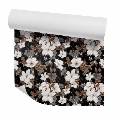 Tapeta na stenu Lesklé kvety zlaté listy