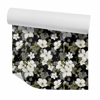 Tapeta Biele kvety hustý vzor