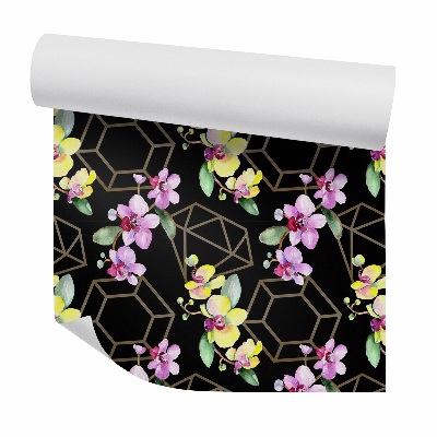 Tapeta Farebné kvety na pozadí diamantov