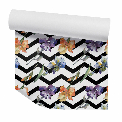 Tapeta Akvarelové kvety čiernobiele pozadie