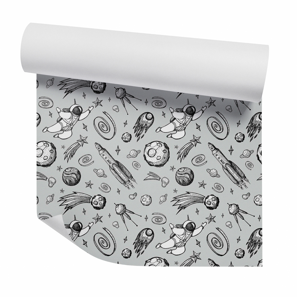 Tapeta Astronaut vo vesmíre planéty sivé pozadie