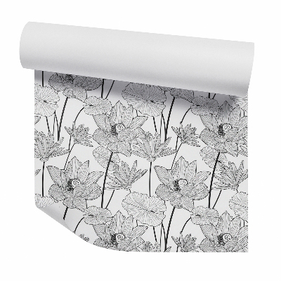 Tapeta Náčrt lotosového kvetu čiernobiely