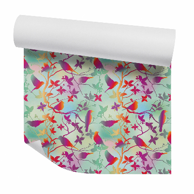 Tapeta Viacfarebná abstrakcia vtákov na konároch