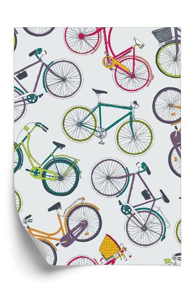 Tapeta na stenu Ručne kreslené farebné bicykle
