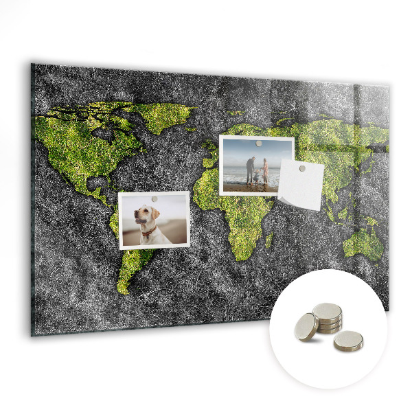 Detská magnetická tabuľa Sivá mapa sveta