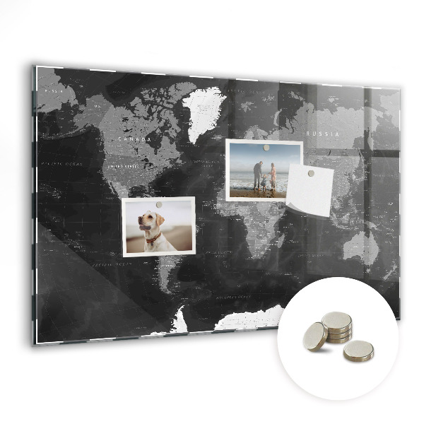 Detská magnetická tabuľa Čiernobiela mapa sveta