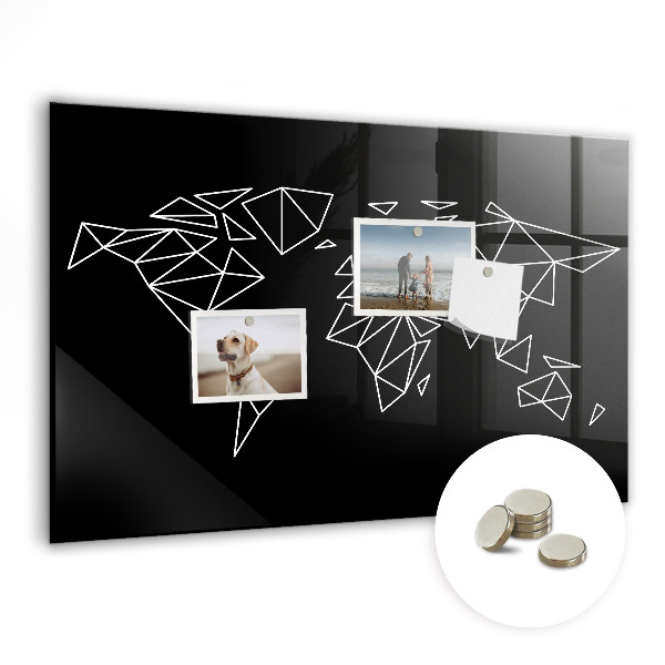 Tabuľa na magnetky Geometrická mapa sveta