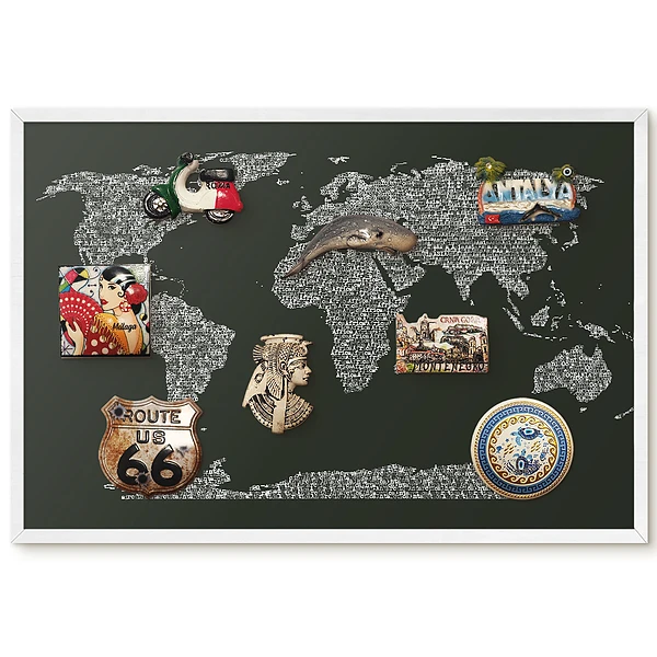 Magnetická tabuľa Mapa sveta z písmen