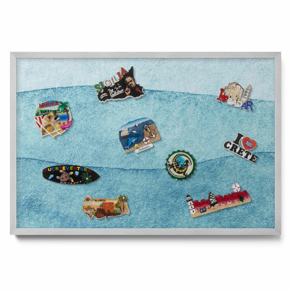 Akvarelové modré vlny Magnetická tabuľa na magnetky