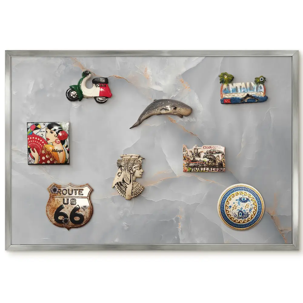 Magnetická nástenka Elegancia sivo-oranžovej farby s minimalistickými líniami