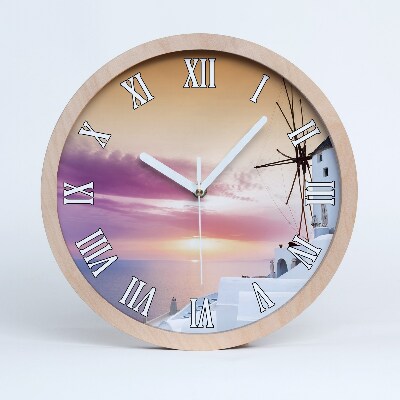 Drevené nástenné hodiny Santorini Grécko