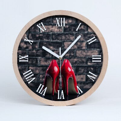 Drevené hodiny Červené špendlíky