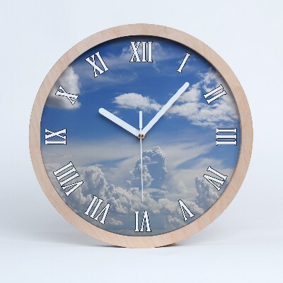 Drevené nástenné hodiny Oblaky na oblohe