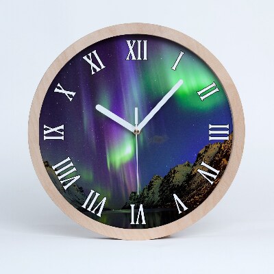 Drevené nástenné hodiny Polárna žiara
