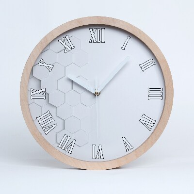 Drevené hodiny na stenu Šesťuholníkové pozadie