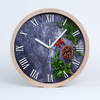 Drevené hodiny Bylinky a korenie