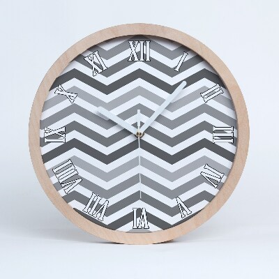 Drevené hodiny na stenu Sivé cikcaky
