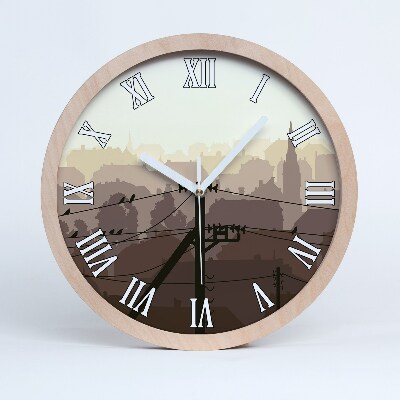 Drevené nástenné hodiny Línia mesta