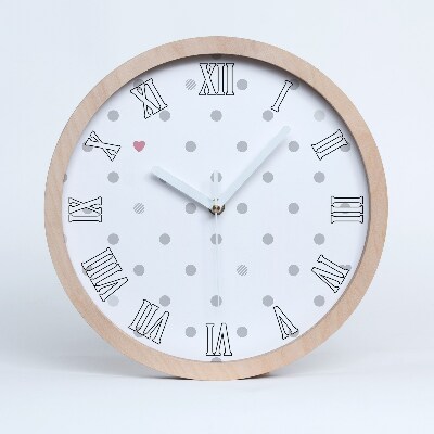 Drevené hodiny Bodky a srdiečka