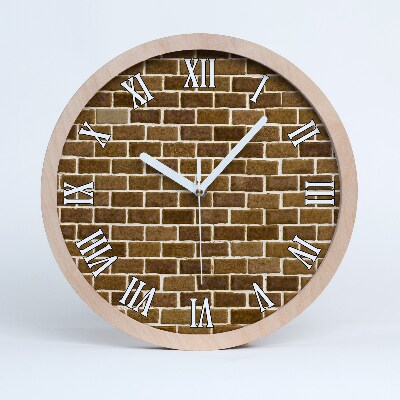 Drevené nástenné hodiny Vzor tehlovej steny s maltou.