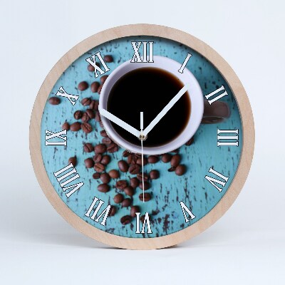 Drevené hodiny na stenu Čierna káva