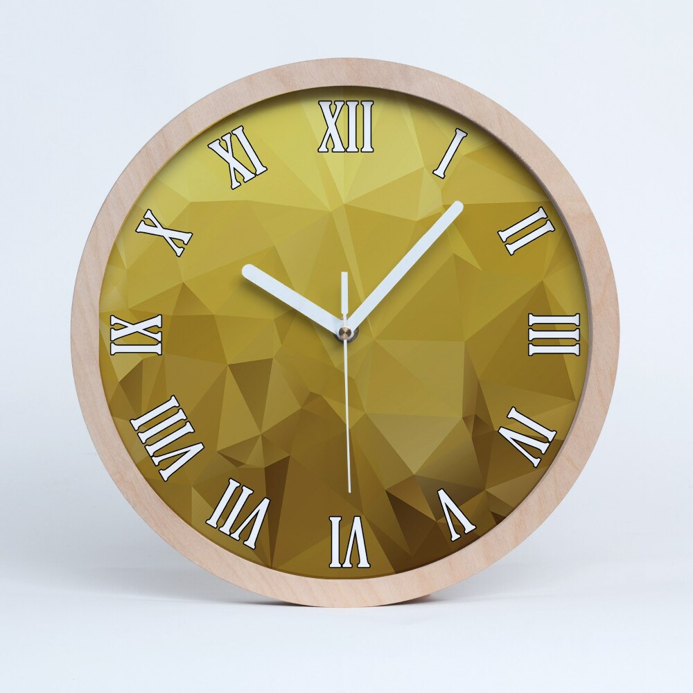 Drevené nástenné hodiny Geometrický polygonálny vzor.