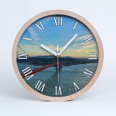 Nástenné drevené hodiny Most v San Franciscu