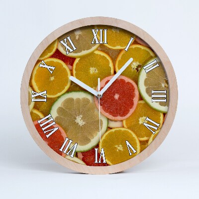 Drevené nástenné hodiny Citrusové plody