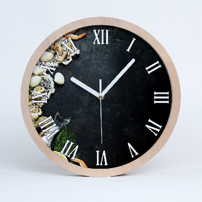 Nástenné drevené hodiny Morské plody