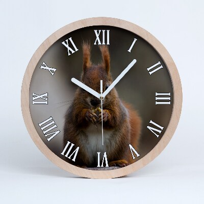 Drevené hodiny na stenu Veverička