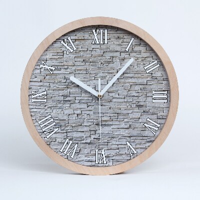 Nástenné drevené hodiny Kamenná stena