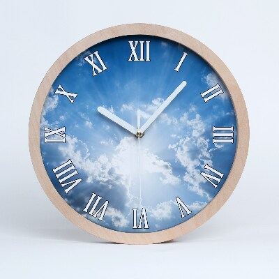 Drevené hodiny Mraky na oblohe