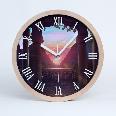 Drevené nástenné hodiny Architektúra východ