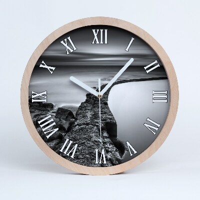 Drevené hodiny na stenu Kamenistá pláž