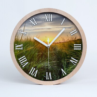 Drevené nástenné hodiny Pšeničné pole