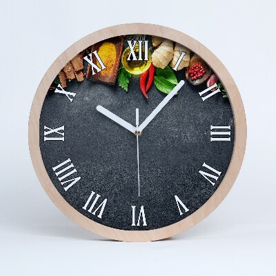 Drevené nástenné hodiny Bylinky a korenie