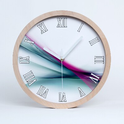 Drevené nástenné hodiny Farebné prúdenie vlnových línií.