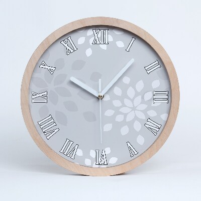 Drevené hodiny Kvetinový vzor s lístkami.