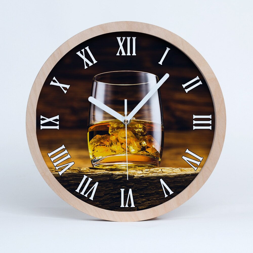 Drevené hodiny Bourbon v pohári