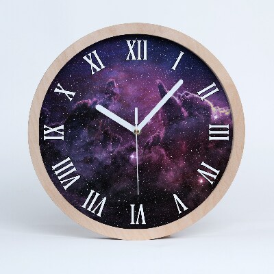 Drevené hodiny na stenu Hmlovina